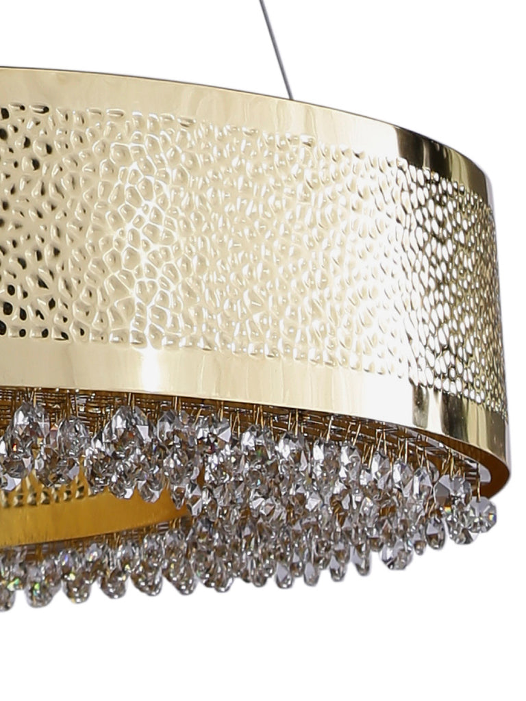 Ellie Gold Crystal Drum Hanging Light | Buy Drum Crystal Chandeliers Online India